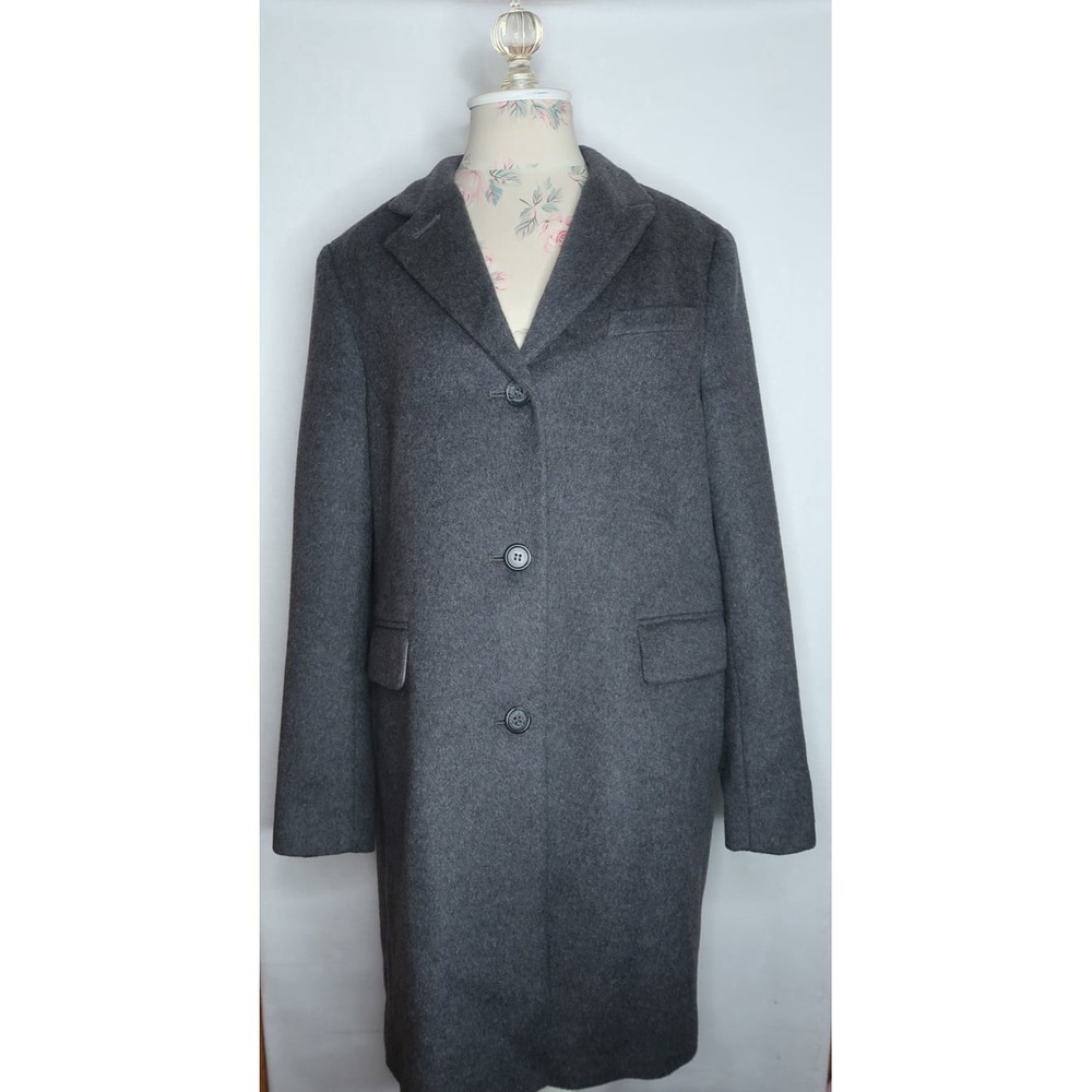 Lauren Ralph Lauren Gray Wool Blend Long Coat Womens 14 Single Breasted EUC